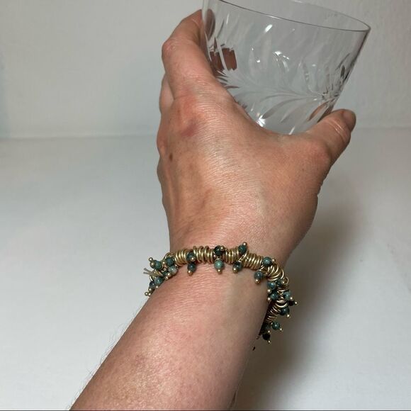 Brass and stone bracelet handcrafted - Picture 7 of 11